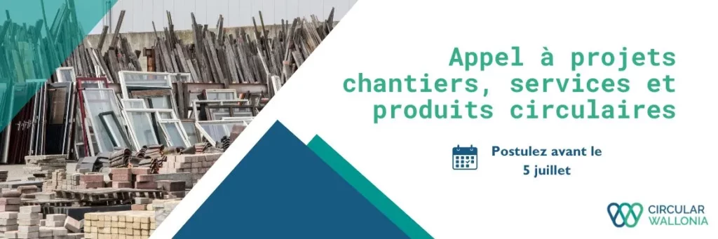 Affiche de Circular Wallonia pour l'appel à projets chantiers, services et produits circulaires